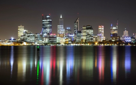 Nightscape of Perth, Australia - architecture, perth, reflection, cityscape, australia