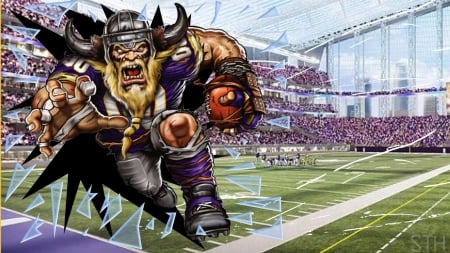 Smashing through-Vikings - vikings, minnesota viking wallpaper, vikings wallpaper, minnesota vikings, desktop wallpaper