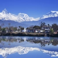 winter mountain reflection