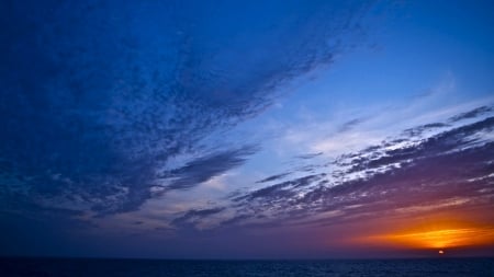 Sunset - nature, sunset, sea, clouds