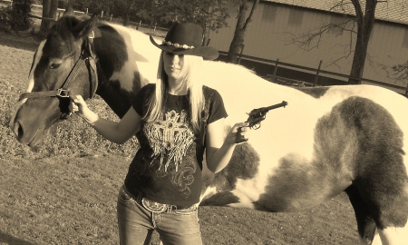 Try To Take My Horse - women, fun, female, gun, girls, cowgirls, style, horses, NRA, ranch, westerns