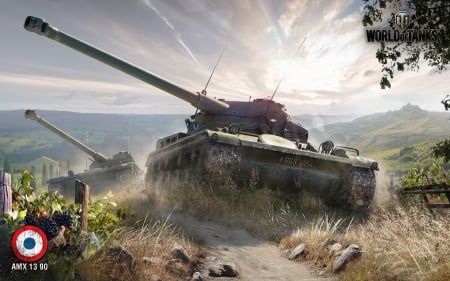 amx 13 90 : world of tanks - rock, wolrd, path, tank