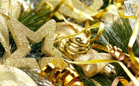 Christmas Ornaments - ornaments, stars, ribbons, christmas