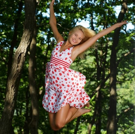 Happy Girl - blonde, girl, jump, happy