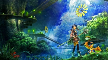 Xeno Blade - girl, forest, magic, video game, fantasy