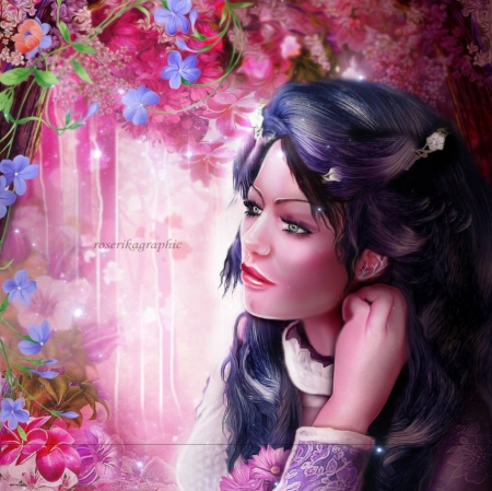 Rosespivoines - girls, love four seasons, model, beautiful, models, fantasy, lady, softness beauty, pretty, weird things people wear, digital art, art, beautiful girls, creative pre-made, people, lovely, portraits, colors