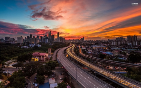 Kuala Lumpur, Malaysia - cityscapes, kuala lumpur, highways, roads, malaysia, architecture