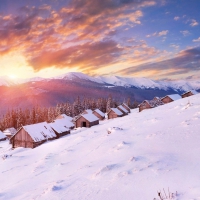 Winter Cabins on the Mountain