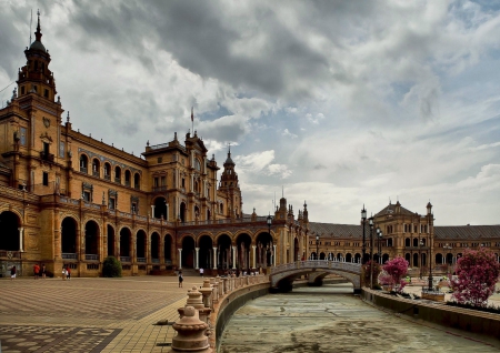 Beautiful Place - clouds, architecture, buildings, bridge