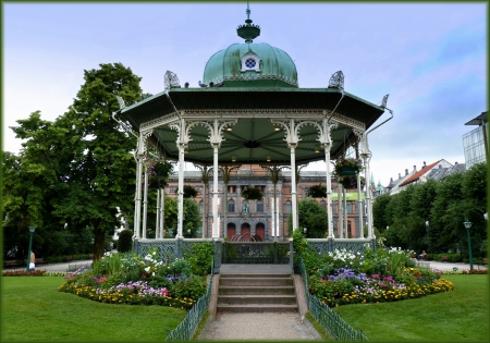 Beautiful Place - architecture, flowers, gazebo, buildings