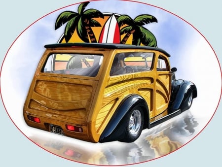 Surf's Up - auto, car, woody, sufer