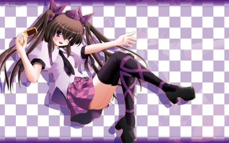 Touhou - Skirt, Anime Girl, Brown Hair, Twintail, Anime, Touhou, Wallpaper, Tie, Purple Skirt