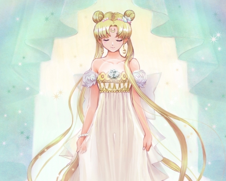 Silver Crystal - pretty, magic, twin tail, female, usagi tsukino, sublime, crystal, sailor moon, blond, nice, sailormoon, beauty, white, serenity, anime, divine, twintail, tsukino, dress, blonde, blond hair, long hair, gorgeous, princess serenity, tsukino usagi, twin tails, anime girl, twintails, beautiful, usagi, girl, blonde hair, lovely, sweet, fantasy, magical girl