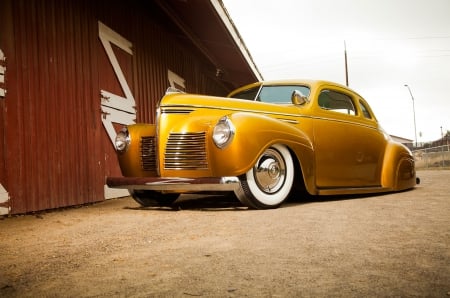 1940-Plymouth Coupe - Whitewall, Gold, Mopar, Classic