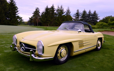 1957 Mercedes Benz 300SL - mercedes, yellow, cars, 1957