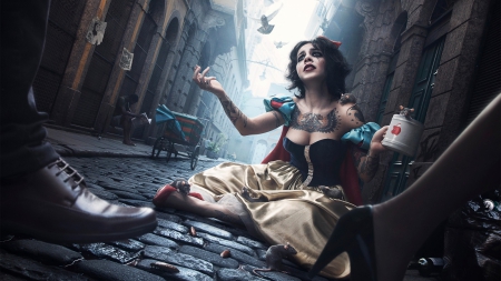 THE FALLEN - FANTASY, BEGGAR, WALLPAPER, TATTOO, SNOW WHITE, FALLEN