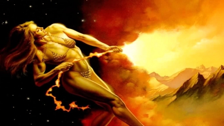 'goddess of fire'..... - mystical, fire, goddess, warrior