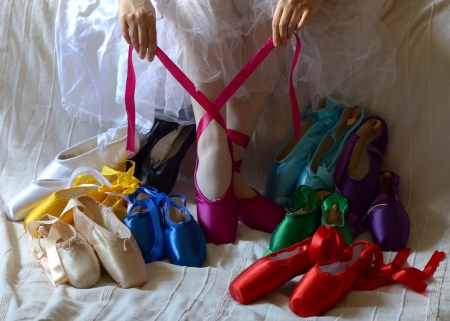 Pointe Shoes - colorful, ballet, ballerina, pointe shoes