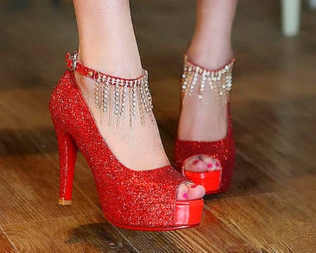 Red Shoe - girl, style, shoe, red