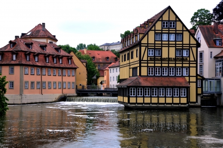 French Cityscape - water, france, houses, architecture