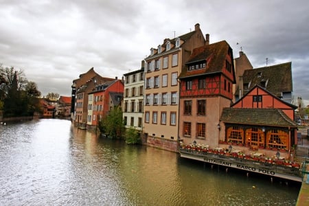 Houses Along the Canal in France - canal, france, houses, architecture