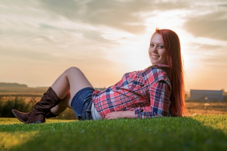 Country Living - shorts, boots, cute, cowgirl