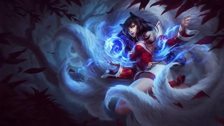 Ahri New Splash Art 2014 - classic ahri, riot official ahri classic splash art, warrior, magic, video game, fantasy, ahri new splash art 2014, ahri league of legends, lol, league of legends, ahri