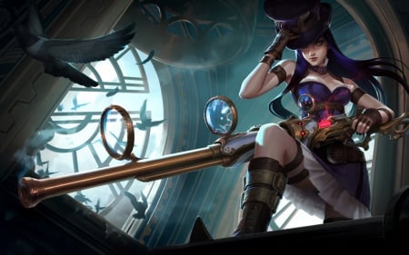 Caitlyn New Splash Art 2014 - lol, league of legends, caitlyn new splash art 2014, caitlyn, caitlyn league of legends