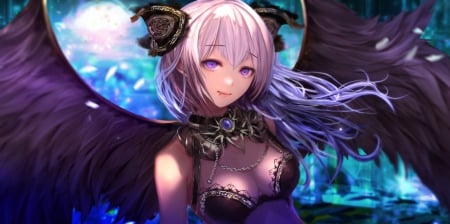 Vampire Devil - pretty, anime, female, wing, devil, angel, long hair, hd, fangs, nice, anime girl, realistic, hot, girl, lovely, sweet, vampire, cg, wings, wicked, sexy