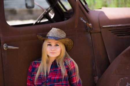 A Cowgirls Truck - truck, hat, pickup, cowgirl