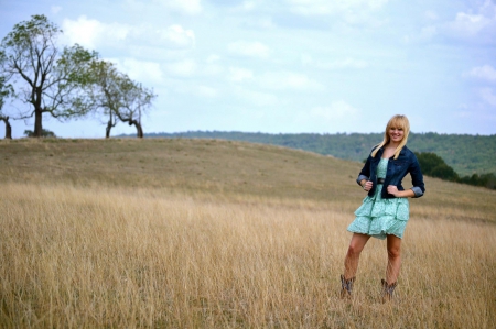 Country Gal - cowgirl, field, country, boots