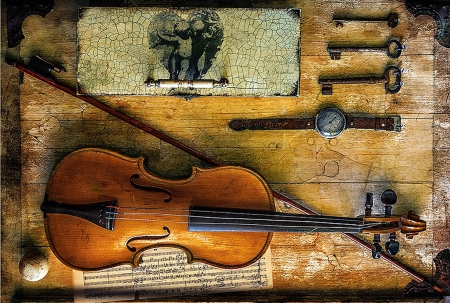 Still Life - keys, still life, Watch, Violin