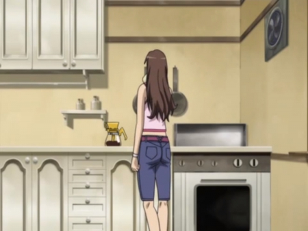 Kitchen - beauty, nice, mao, kitchen, female, anime girl, jahana, bloodplus, brown hair, mao jahana, blood plus, pretty, anime, scene, girl, long hair, lovely, beautiful, sweet