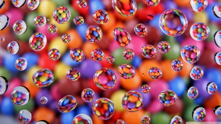 Colourful Smarties - candy, rainbow, smarties, bubbles, colourful