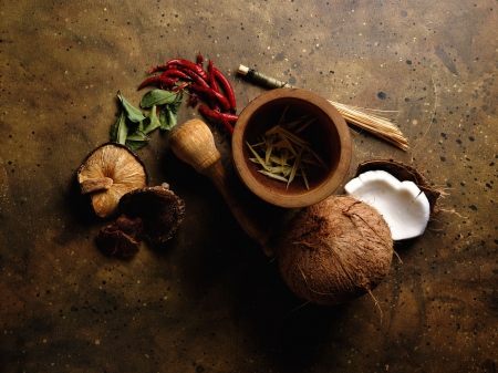 Herbs & Spices - nut, coconut, pepper, mushroom, food, herbs, spices