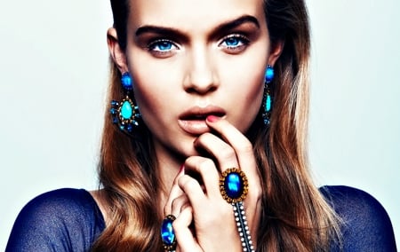 Josephine Skriver - beauty, woman, girl, eyes, blue, jewel, josephine skriver, model