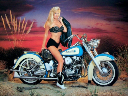 Original Steel Horse & Cowgirl - women, motorcycle, fun, female, boots, advertisement, Harley, girls, cowgirls, steel horse, style, blondes