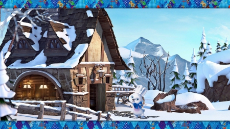 Olympic Mascot - rabbit, winter, house, artwork, snow