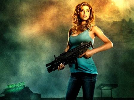 Adrianne Palicki - gun, 2014, actress, palicki, adrianne palicki, wallpaper, adrianne, model