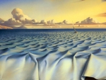 surreal ocean with boat