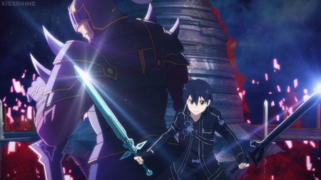 S A O - anime, kazuto, guy, dark, boy, armor, male, kirigaya, sword art online, sao, kirito, kirigaya kazuto, beater, kazuto kirigaya, sword, knight, blade, black, black hair