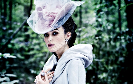 Keira Knightley - pink, actress, keira knightley, girl, anna karenina, hat, vogue, woman, green