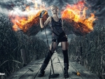 Dark angel with burning wings