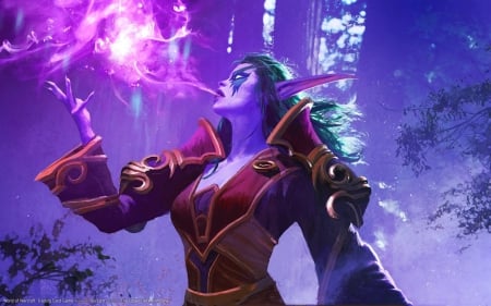 Sorceress - elf, sorceress, game, fantasy, purple, dota, pink