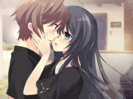 Today was a fairytale - cute anime, anime couple, kiss, precious moments