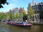 Amsterdam Cityscape with Boat