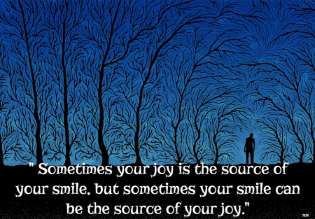 Joy - nature, forests, trees, blue, sayings, thoughts, words, quotes