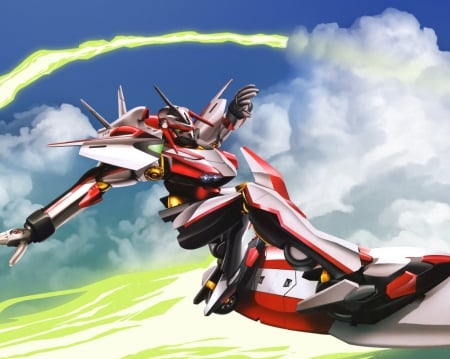 Sky Surfing - sky, eureka seven, robot, surfing, anime mecha, sky surfing, clouds, anime, mecha, nirvash