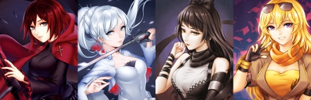 R W B Y - pretty, female, white hair, armor, rwby, blond, weapon, nice, gown, hot, sword, blade, angry, collages, cute, yang xiao long, sexy, anime, warrior, dress, blonde, mad, blond hair, long hair, weiss schnee, anime girl, blake belladonna, girl, blonde hair, lovely, sweet, sinister, black hair, ruby rose, emotinal