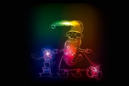 Neon Xmas - santa, neon, colors, merry, christmas